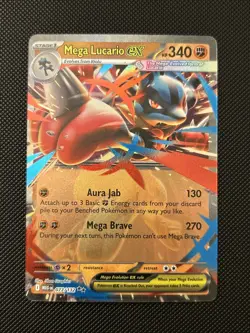 Mega Lucario ex 077/132 ME01: Mega Evolution Double Rare Holo NM Pokemon TCG - Image 1