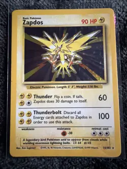 Pokemon TCG Zapdos Base Set Holo Unlimited Rare - Image 1