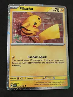 Pikachu 051/162 Cosmos Holo Promo 🌀 SWIRL 🌌 Pokemon TEF Near Mint - Image 1