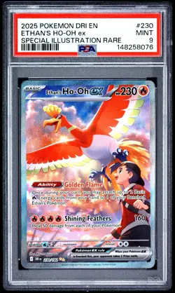 2025 POKEMON DRI EN-DESTINED RIVALS #230 ETHAN'S HO-OH EX PSA 9 - Image 1