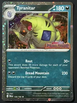 POKEMON TYRANITAR 135/193 RARE COSMOS HOLO PALDEA EVOLVED STAMPED NM - Image 3