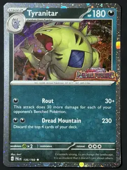 POKEMON TYRANITAR 135/193 RARE COSMOS HOLO PALDEA EVOLVED STAMPED NM - Image 4