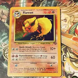 POKEMON FLAREON HOLO RARE JUNGLE 3/64 UNLIMITED 1999 STAGE 1 70 HP ENGLISH - Image 1