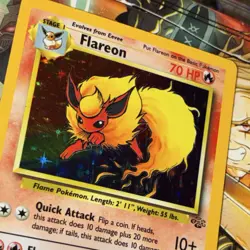 POKEMON FLAREON HOLO RARE JUNGLE 3/64 UNLIMITED 1999 STAGE 1 70 HP ENGLISH - Image 3