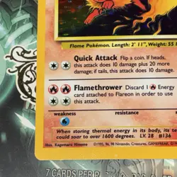 POKEMON FLAREON HOLO RARE JUNGLE 3/64 UNLIMITED 1999 STAGE 1 70 HP ENGLISH - Image 4