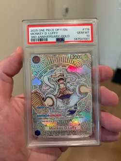 2025 ONE PIECE MONKEY D. LUFFY GOLD OP11 A FIST OF DIVINE SPEED EN #119 PSA 10 - Image 4