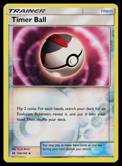 Pokemon Card SM Base Set Timer Ball 134/149 Uncommon Reverse Holo - Image 1