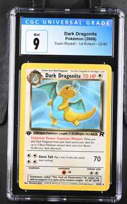 Dark Dragonite 22/82 Team Rocket - 1st Ed. Pokemon CGC 9 Mint - Image 1