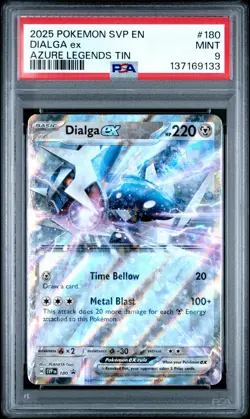 2025 Pokemon SVP EN-SV Black Star Promo Dialga EX Azure Legends Tin PSA 9 #180 - Image 1