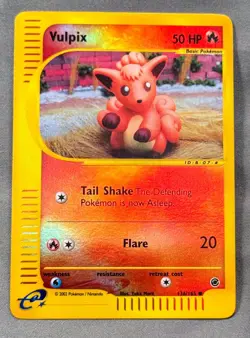 LP Reverse Holo Vulpix 136/165 Common Expedition Base Set Pokemon Yuka Morii - Image 1