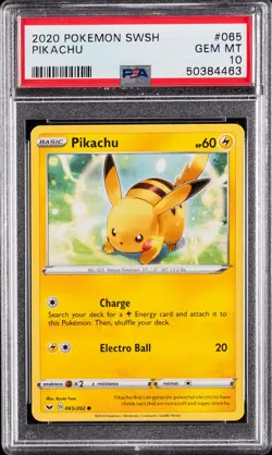2020 POKEMON SWORD & SHIELD #065 PIKACHU PSA 10 - Image 1