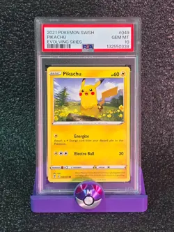 2021 POKEMON SWORD & SHIELD EVOLVING SKIES #049 PIKACHU PSA 10 - Image 1