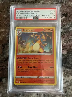 2020 Pokemon Charizard 025/185 Vivid Voltage Cracked Ice Holo PSA 9 Mint - Image 1