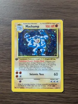 Pokemon TCG Machamp Holo Rare 1st Edition Base Set 8/102 LP - Image 1
