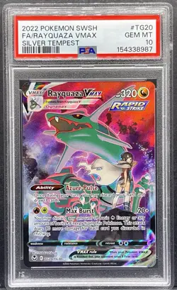 2022 POKEMON SWORD & SHIELD SILVER TEMPEST #TG20 FULL ART/RAYQUAZA VMAX PSA 10 - Image 1