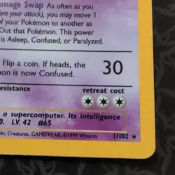 Wizards of the Coast Alakazam 1/102 Base Set Holo Rare Pokemon TCG 1999 - Image 3
