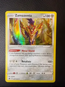 NM/M Holo Crown Zenith Zamazenta 097/159 Holo Rare Pokemon - Image 1