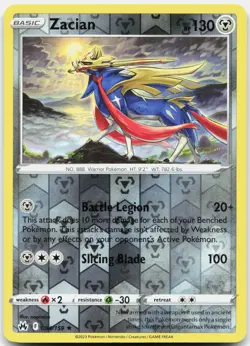 Zacian Rare Crown Zenith Reverse Holo 094/159 NM/M Pokemon Holo - Image 1
