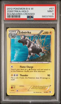 2012 POKEMON B&W BOUNDARIES CROSSED #57 ZEBSTRIKA-HOLO PSA 9 - Image 1