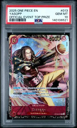 2025 ONE PIECE PROMOS OFFICIAL EVENT TOP PRIZE #013 YASOPP PSA 10 - Image 1