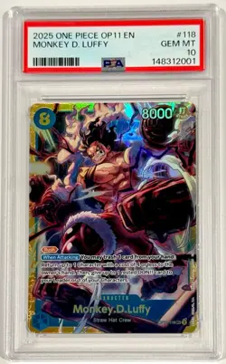 2025 One Piece Monkey D. Luffy Divine OP11-118 Alternate Art PSA 10 English - Image 1