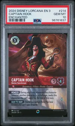 DISNEY LORCANA EN 3-INTO THE INKLANDS CAPTAIN HOOK - MASTER SWORDSMAN PSA 10 - Image 1