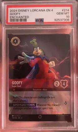 Disney Lorcana Goofy - Super Goof Enchanted Holo 214/204 Ursula's Return PSA 10 - Image 1