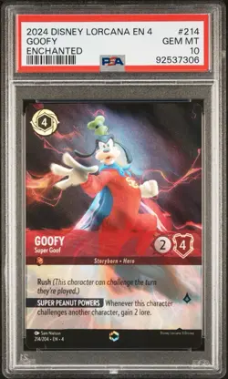 Disney Lorcana Goofy - Super Goof Enchanted Holo 214/204 Ursula's Return PSA 10 - Image 3