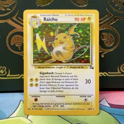 Pokemon TCG Raichu Fossil Holo Rare Card 14/62 Unlimited MP - Image 1