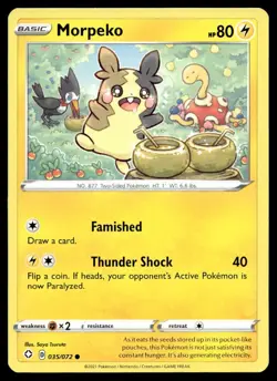 Morpeko 35/72 Pokemon Card Shining Fates Common 80 HP Near Mint GS - Image 1