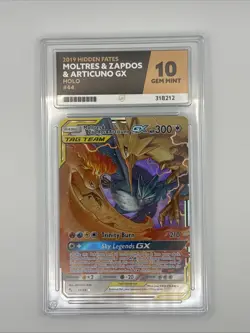 Pokemon TCG Hidden Fates Moltres, Zapdos, Articuno GX 44/68 Ace 10 TCG Card - Image 1