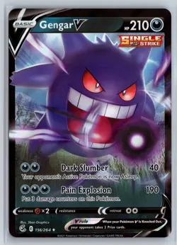 Gengar Pokemon TCG Fusion Strike Ultra Rare 156/264 Pokemon NM Foil - Image 1