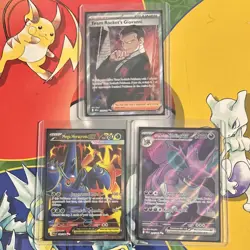 Pokemon TCG Giovanni, Mega Heracross EX, Team Rocket Nidoking EX Lot - 3 Cards - Image 1
