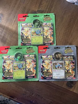 New TCG Pokemon Ascended Heroes 3-Pack Blister Bundle (1) Larry (2)Erika 🔥 - Image 1
