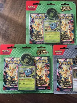 New TCG Pokemon Ascended Heroes 3-Pack Blister Bundle (1) Larry (2)Erika 🔥 - Image 2
