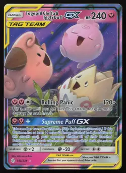 Togepi & Cleffa & Igglybuff GX 143/236 Tag Team Cosmic Eclipse English NM - Image 1