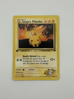 2000 Pokemon Gym Challenge - 1st Edition Lt. Surge's Pikachu #84/132 NM - Image 1