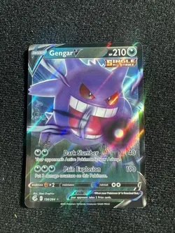 Pokemon TCG Gengar v Fusion Strike Holo Ultra Rare Card 156/264 - Image 1