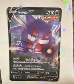 Pokemon Gengar V Ultra Rare Single Strike 156/264 Fusion Strike Holo 210 HP Card - Image 1