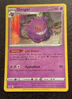 Gengar 085/202 Holo Rare Sword & Shield Pokemon Holo NM - Image 1