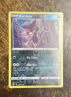 2020 Pokemon PURRLOIN 039/073 Reverse Holo Champion's Path - Image 1