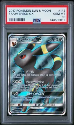 2017 POKEMON SUN & MOON #142 FULL ART/UMBREON GX PSA 10 Gem Mint - Image 1