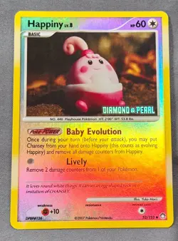 LP Reverse Holo Bleed Happiny 52/123 Mysterious Treasures Pokemon Yuka Morii - Image 1
