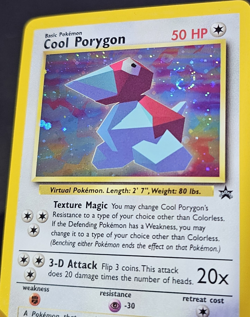 Cool Porygon 15 Black Star Promo Holo Swirl WOTC Pokemon Card Vintage LP - Image 1