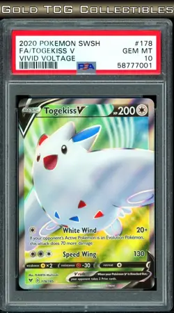 PSA 10 ⭐ Pokemon Togekiss V 178 Vivid Voltage Full Art Graded Card - Image 1