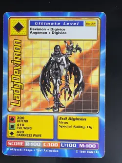 LadyDevimon Bo-22 Digimon Card Bandai 1999 NonFoil - Image 1