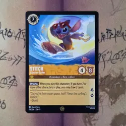 Disney Lorcana Card, Stitch - Carefree Surfer 24/204 Legendary Regular NM - Image 1