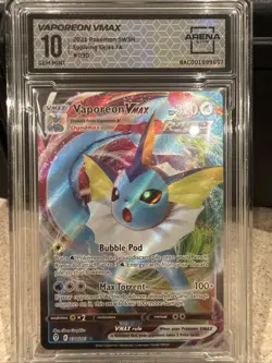 2021 Pokemon Evolving Skies #030 Vaporeon Vmax Full Art PSA 10 Gem Mint 030/203 - Image 1