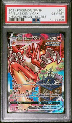 Pokemon Blaziken VMAX #201/198 Swsh: Chilling Reign PSA 10 GEM MINT - Image 1