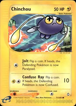 Pokemon Chinchou (71) Aquapolis 071/147 Light Play LP+ or Better - Image 1
